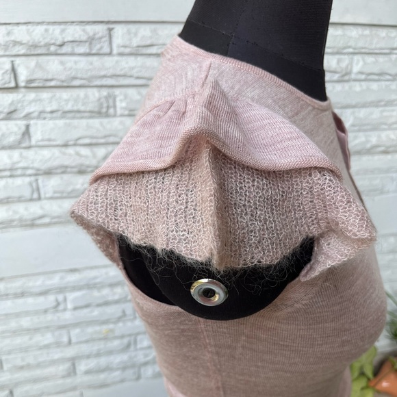 Mango Pink Mauve Woollen Top with satin bow on shoulders - Picture 3 of 7